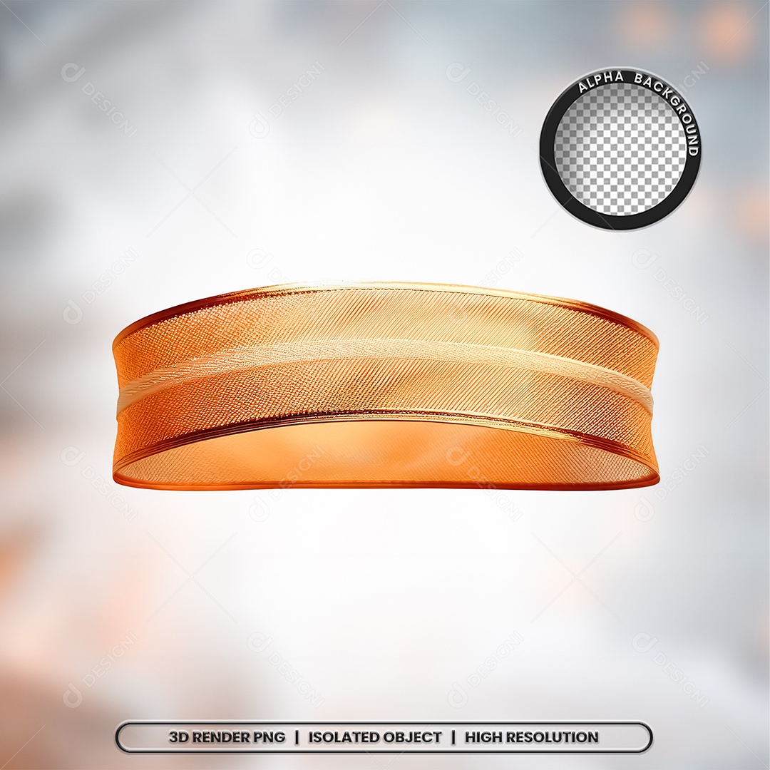Elemento 3D Faixa Dourada para Composição PSD