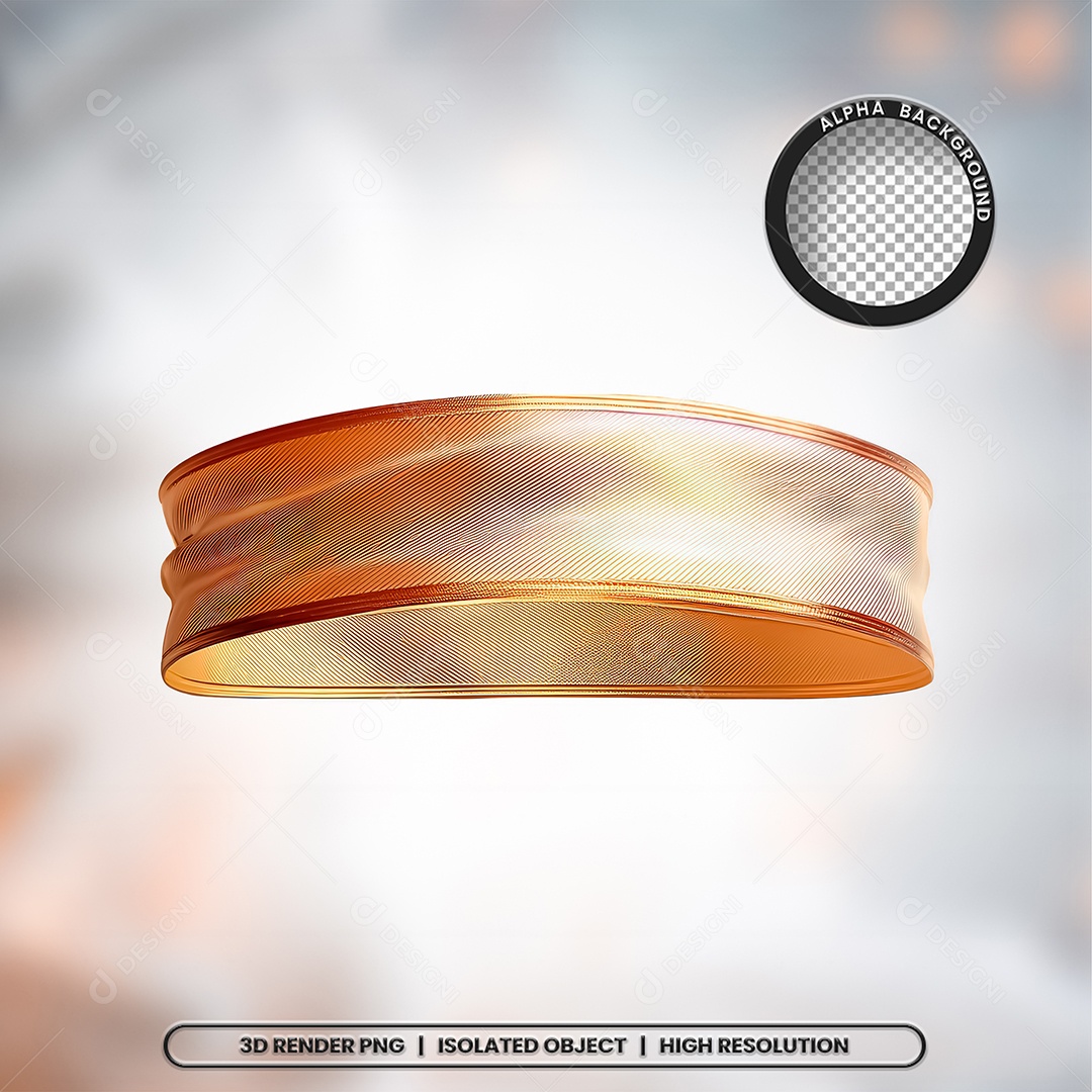 Elemento 3D Faixa Dourada para Composição PSD
