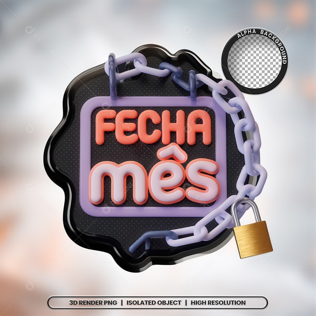 Selo 3D Fecha Mês para Composição PSD