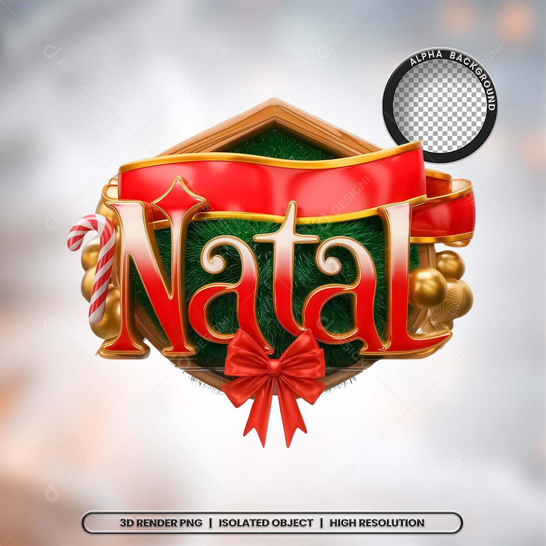 Selo 3D Natal para Composição PSD