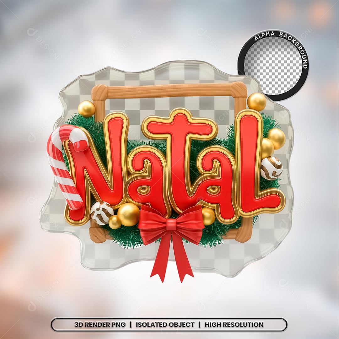 Selo 3D Natal para Composição PSD