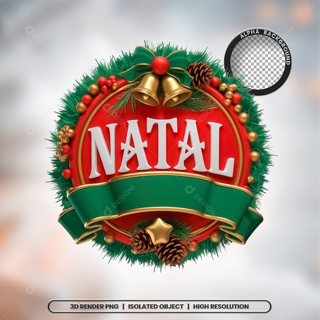 Selo 3D Natal para Composição PSD