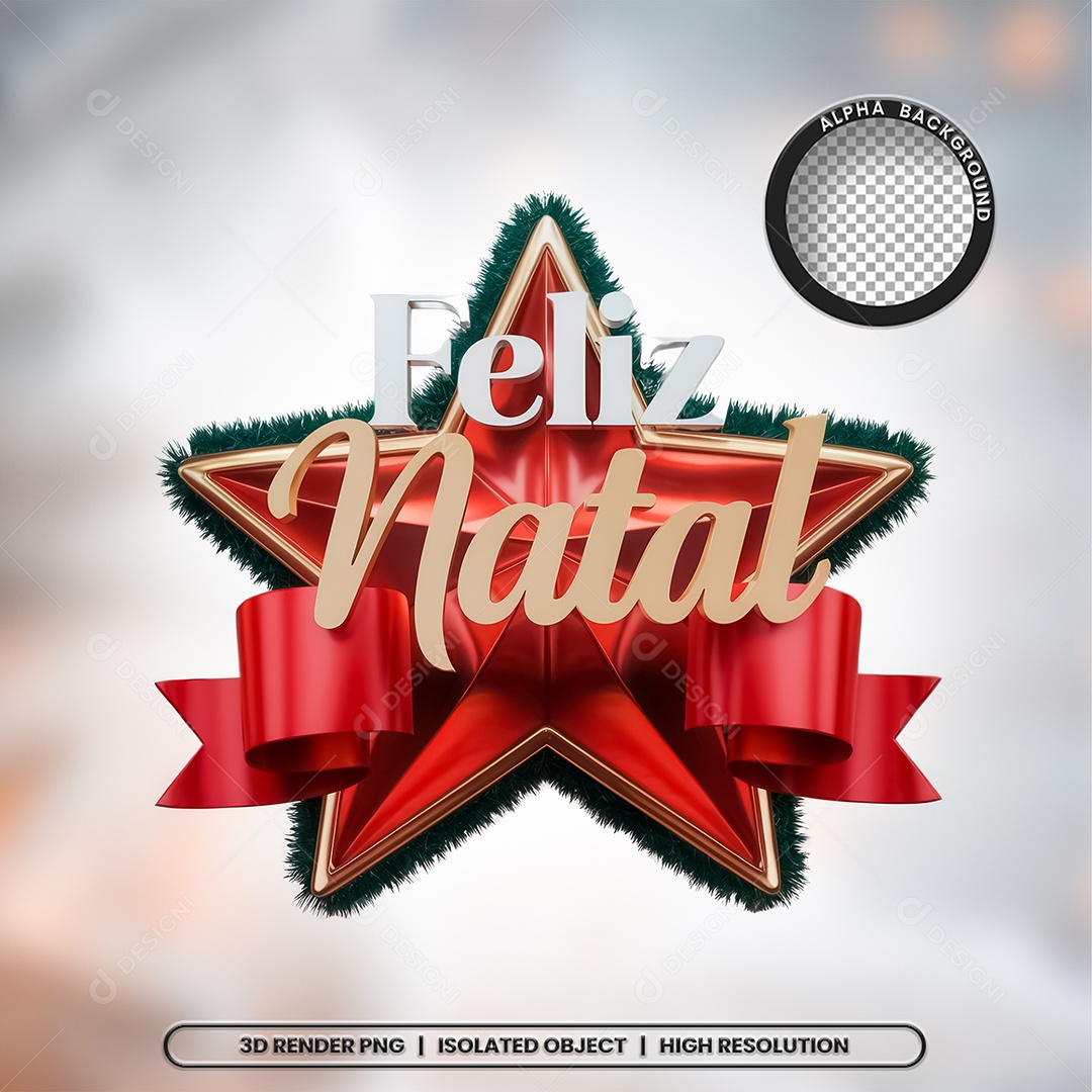 Selo 3D Feliz Natal para Composição PSD