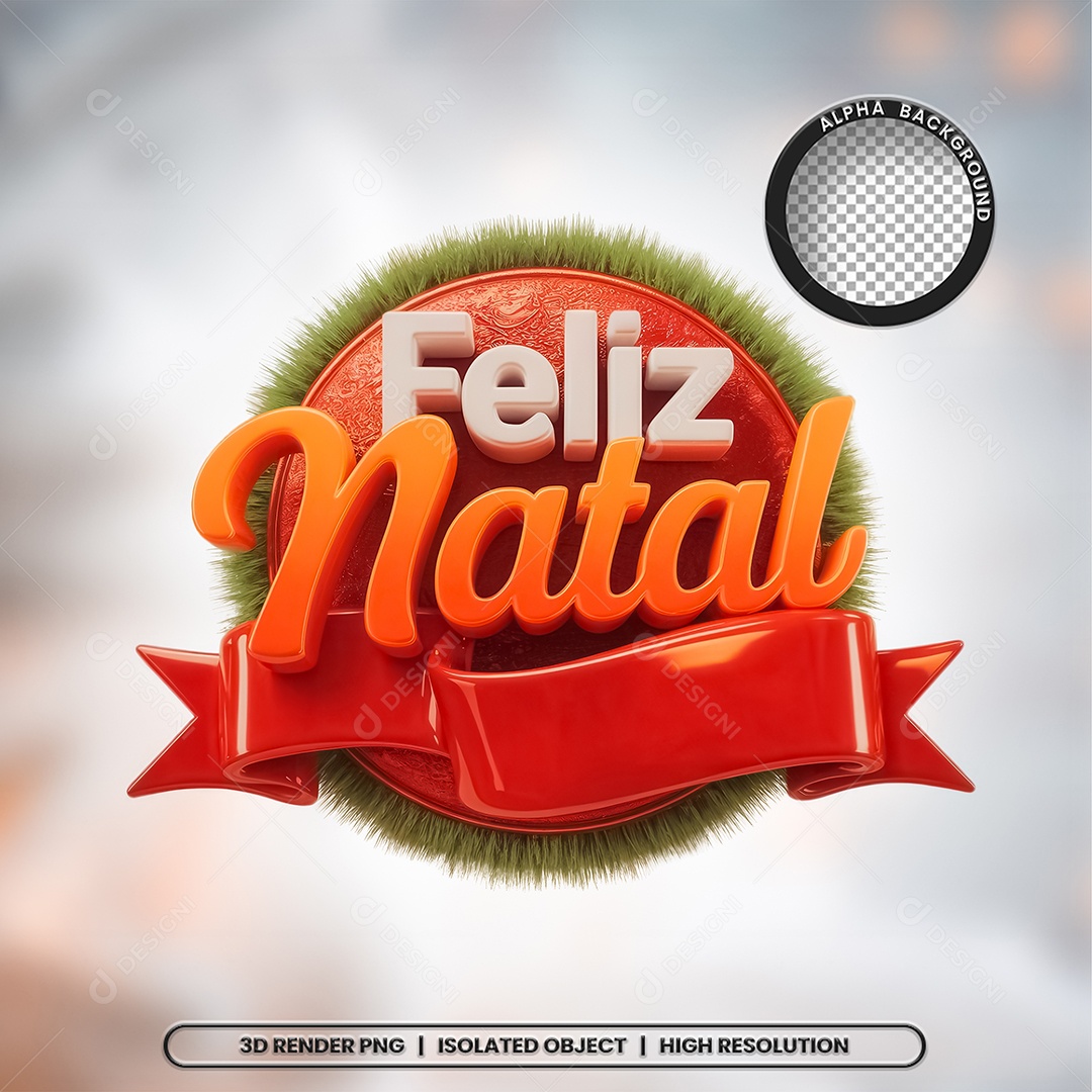 Selo 3D Feliz Natal para Composição PSD