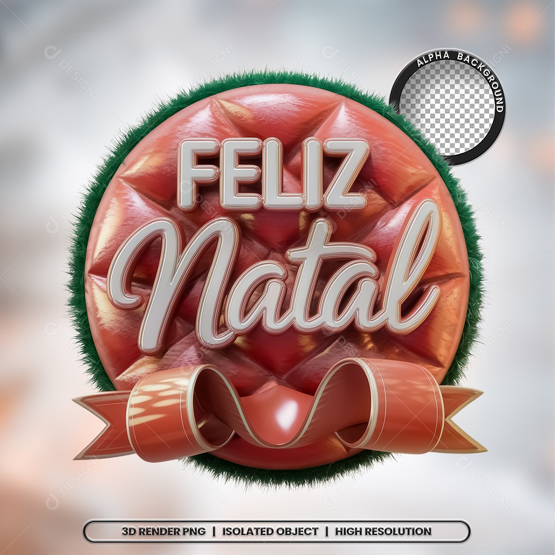 Selo 3D Feliz Natal para Composição PSD