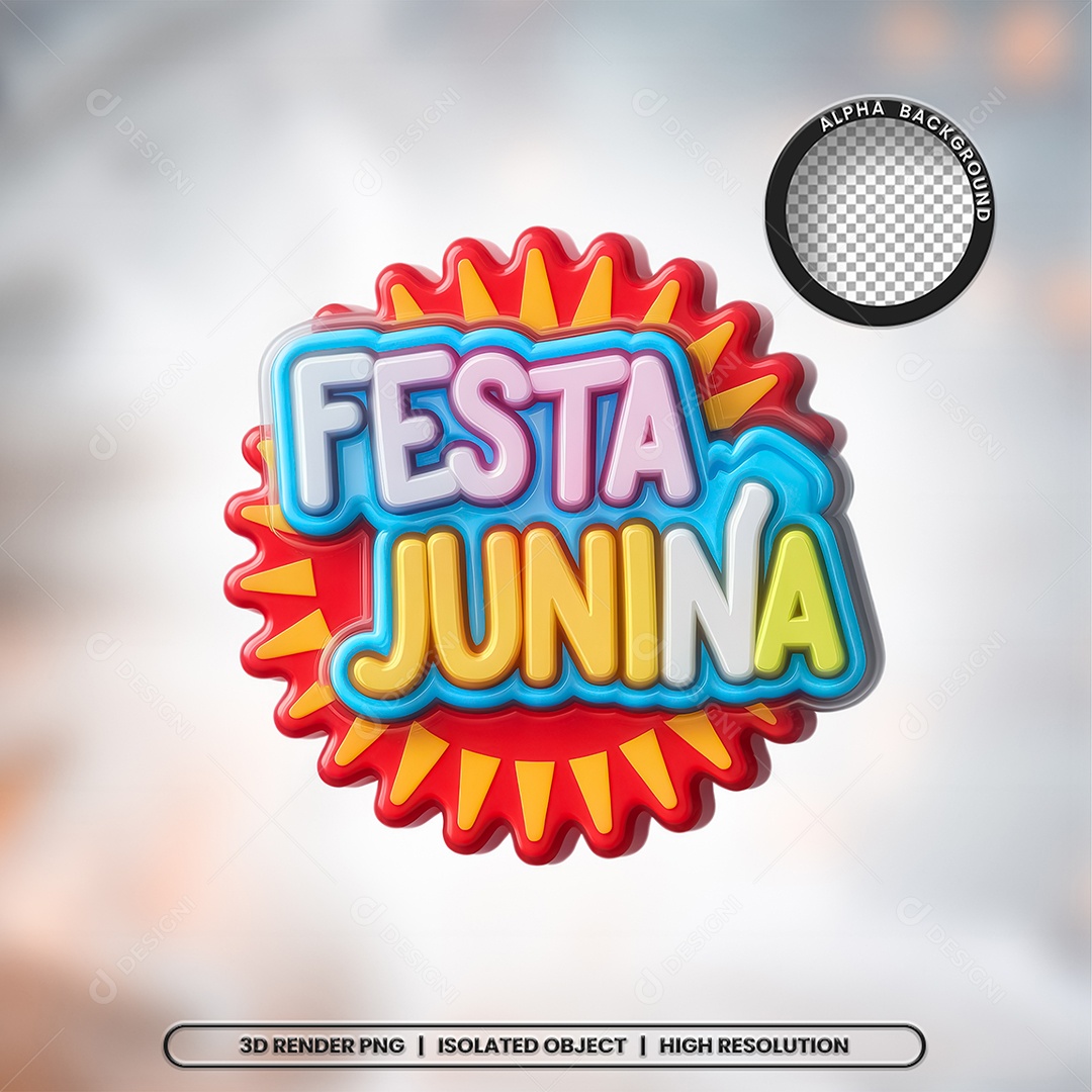 Selo 3D Festa Junina para Composição PSD