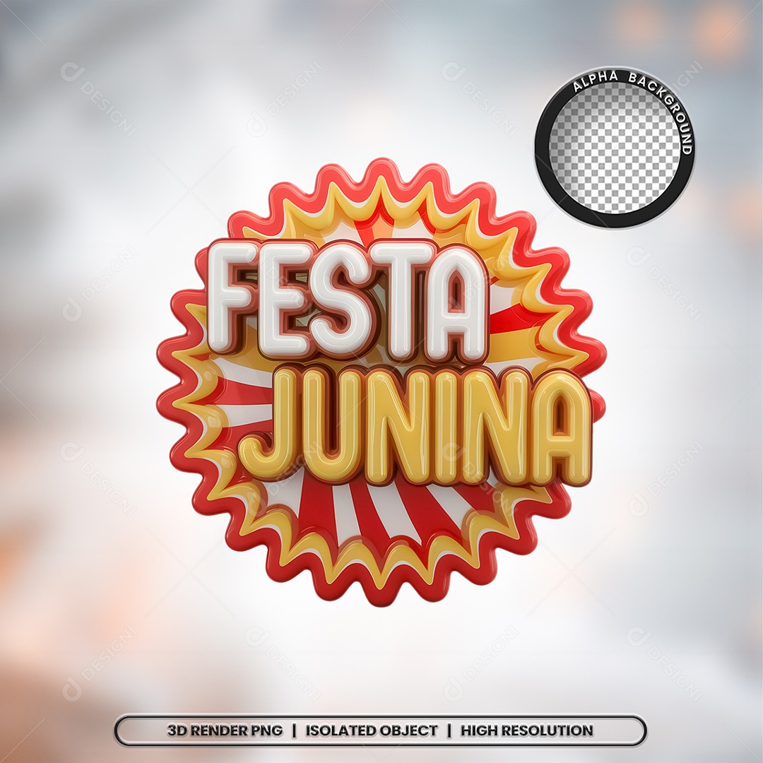 Selo 3D Festa Junina para Composição PSD