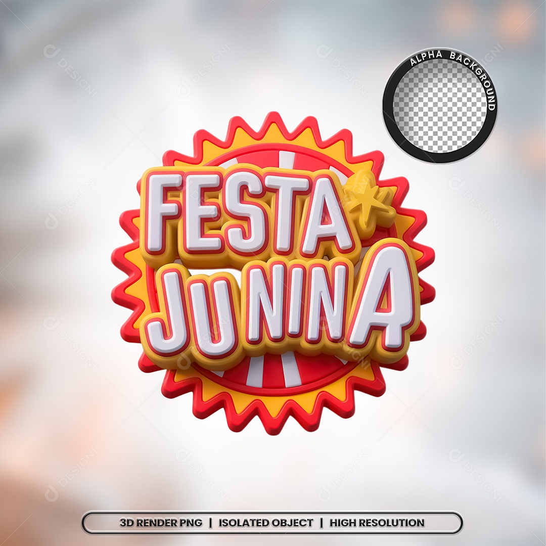 Selo 3D Festa Junina para Composição PSD