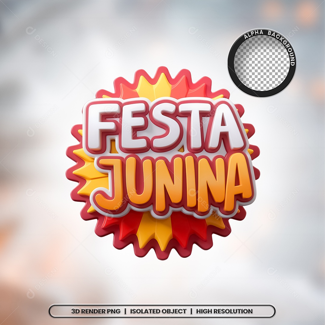Selo 3D Festa Junina para Composição PSD