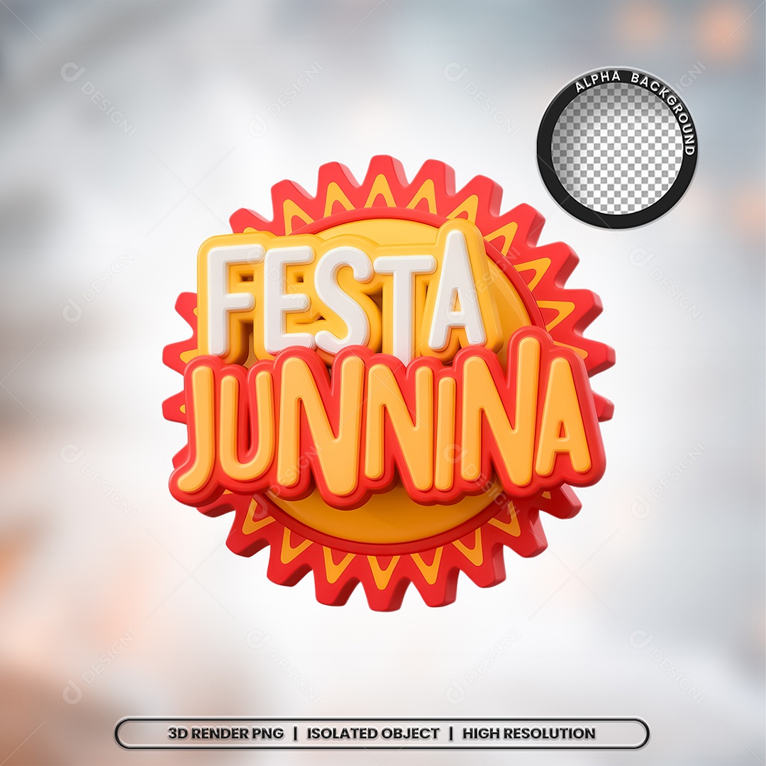 Selo 3D Festa Junina para Composição PSD