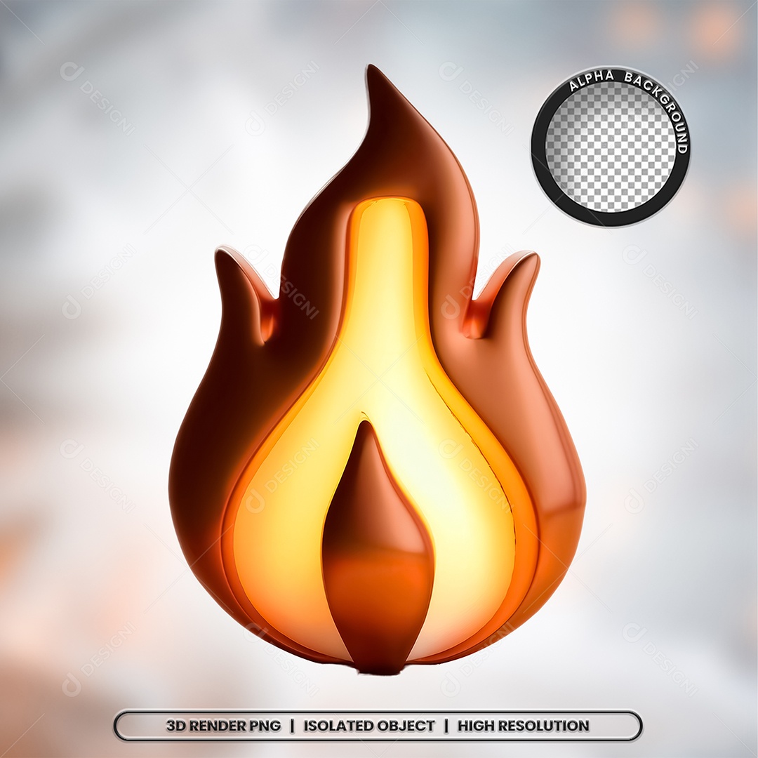 Elemento 3D Fogo Chama para Composição PSD