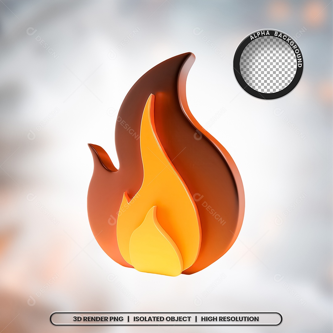 Elemento 3D Fogo Chama para Composição PSD