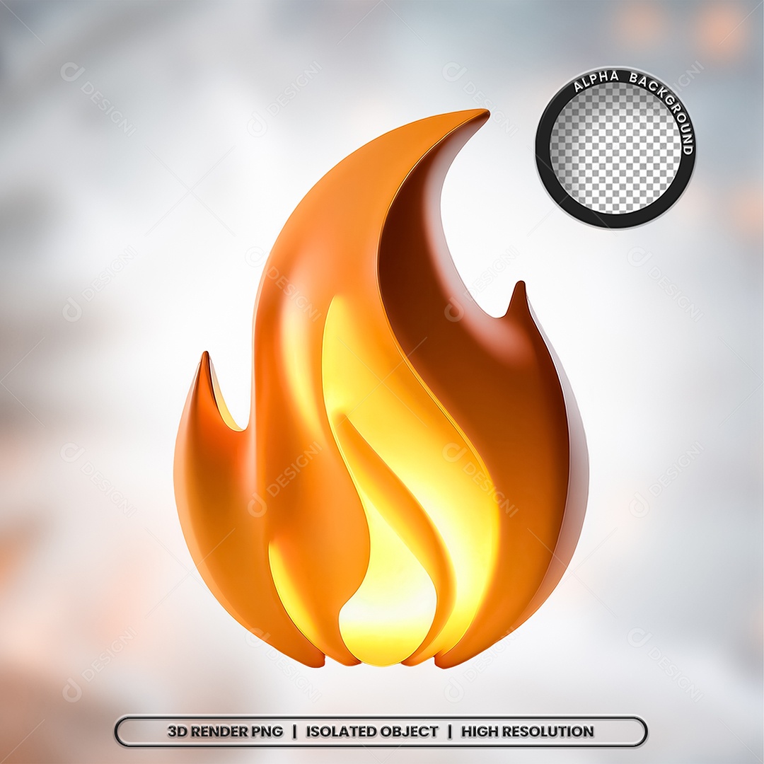 Elemento 3D Fogo Chama para Composição PSD