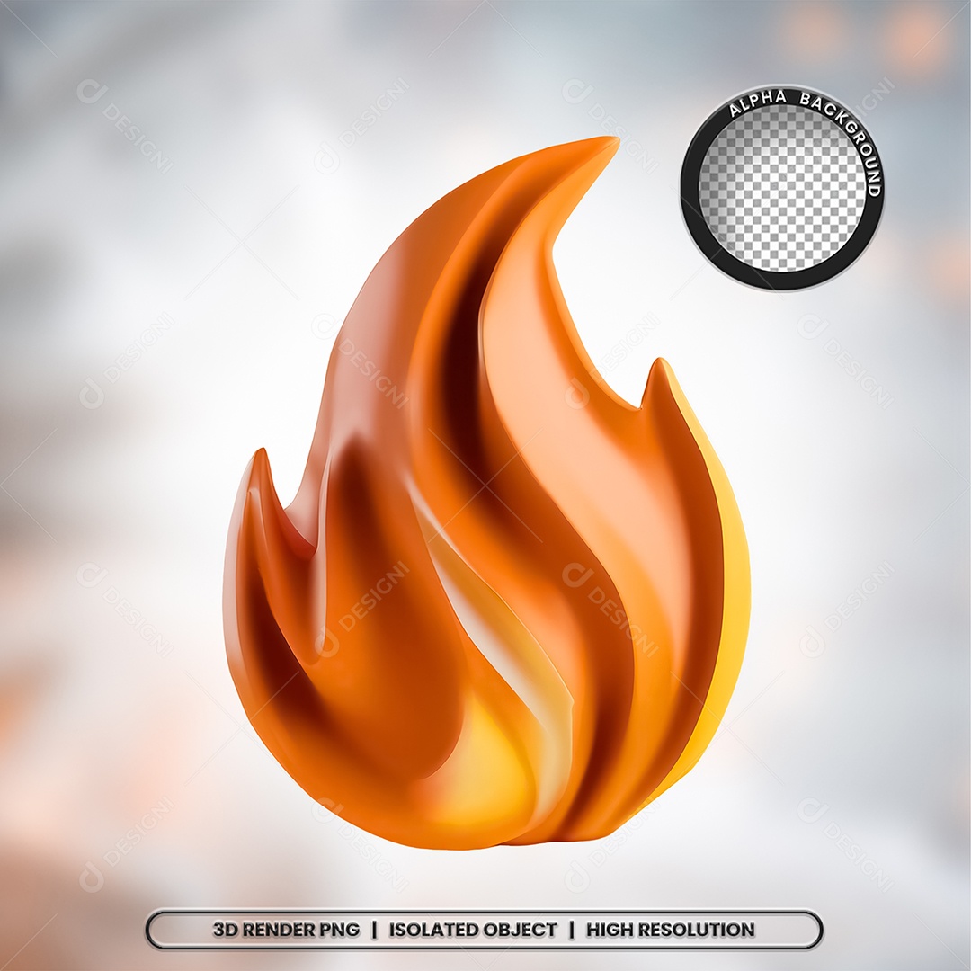 Elemento 3D Fogo Chama para Composição PSD