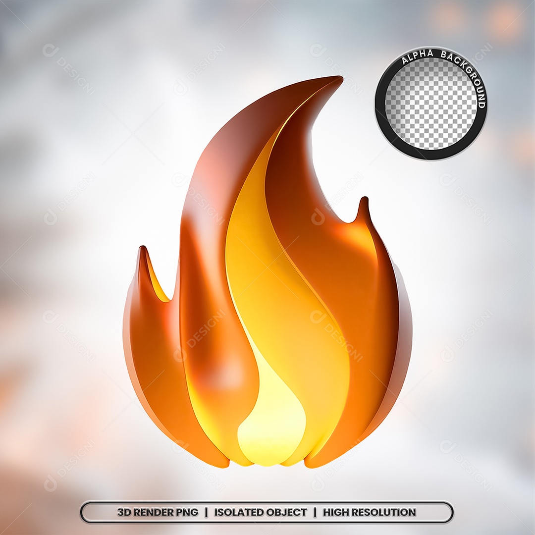 Elemento 3D Fogo Chama para Composição PSD