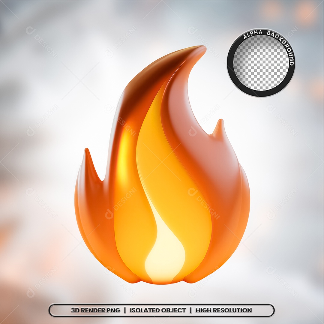 Elemento 3D Fogo Chama para Composição PSD