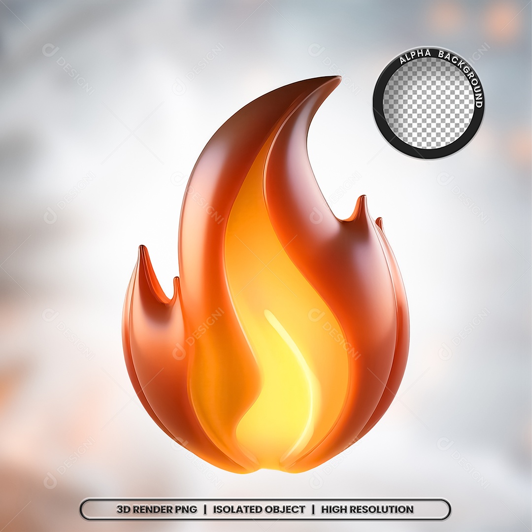 Elemento 3D Fogo Chama para Composição PSD