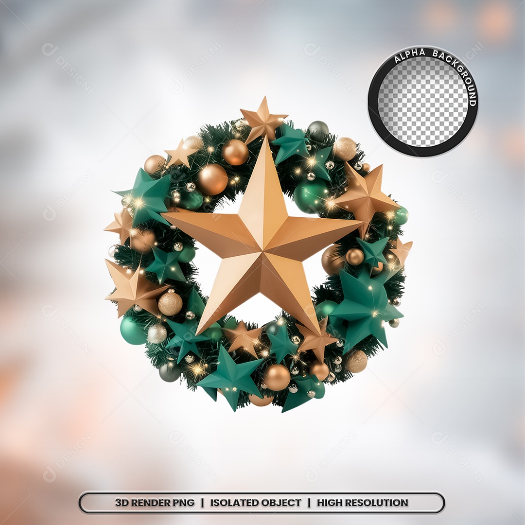 Elemento 3D Guirlanda Estrela De Natal  para Composição PSD