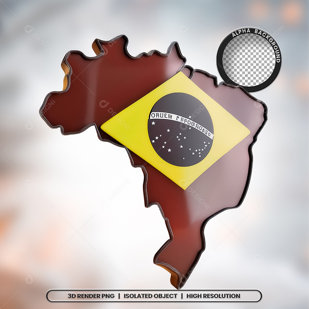 Elemento 3D Mapa do Brasil para Composição PSD