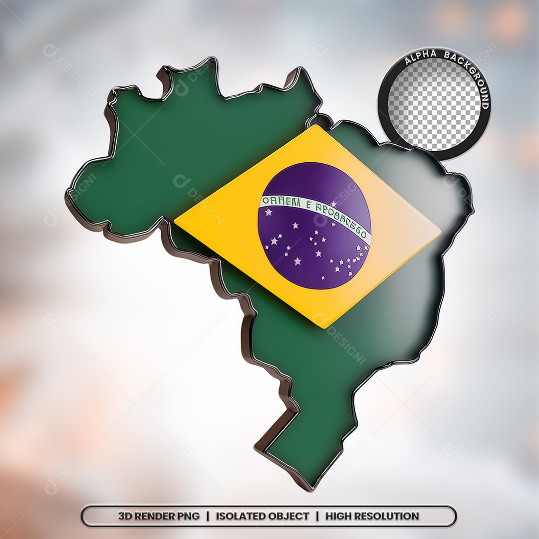 Elemento 3D Mapa do Brasil para Composição PSD