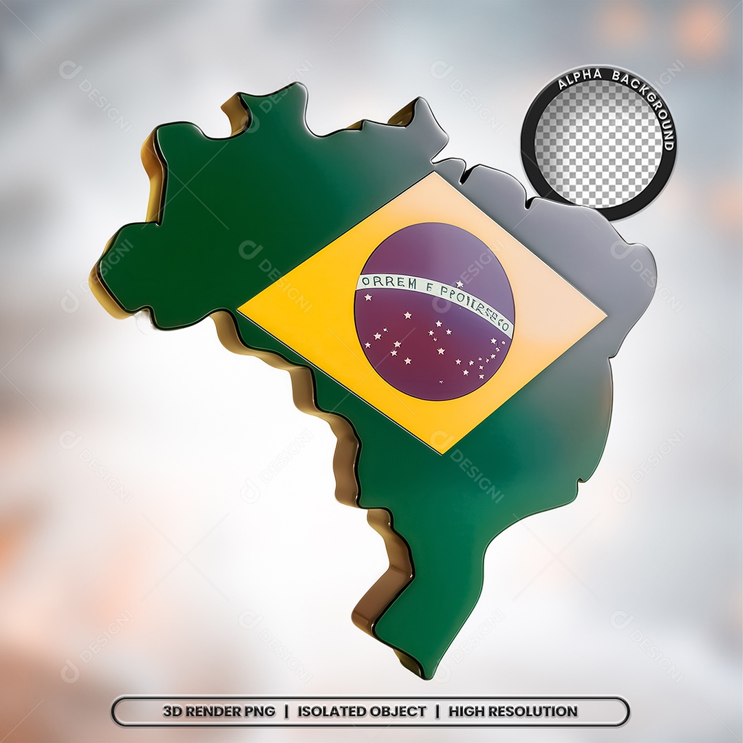 Elemento 3D Mapa do Brasil para Composição PSD