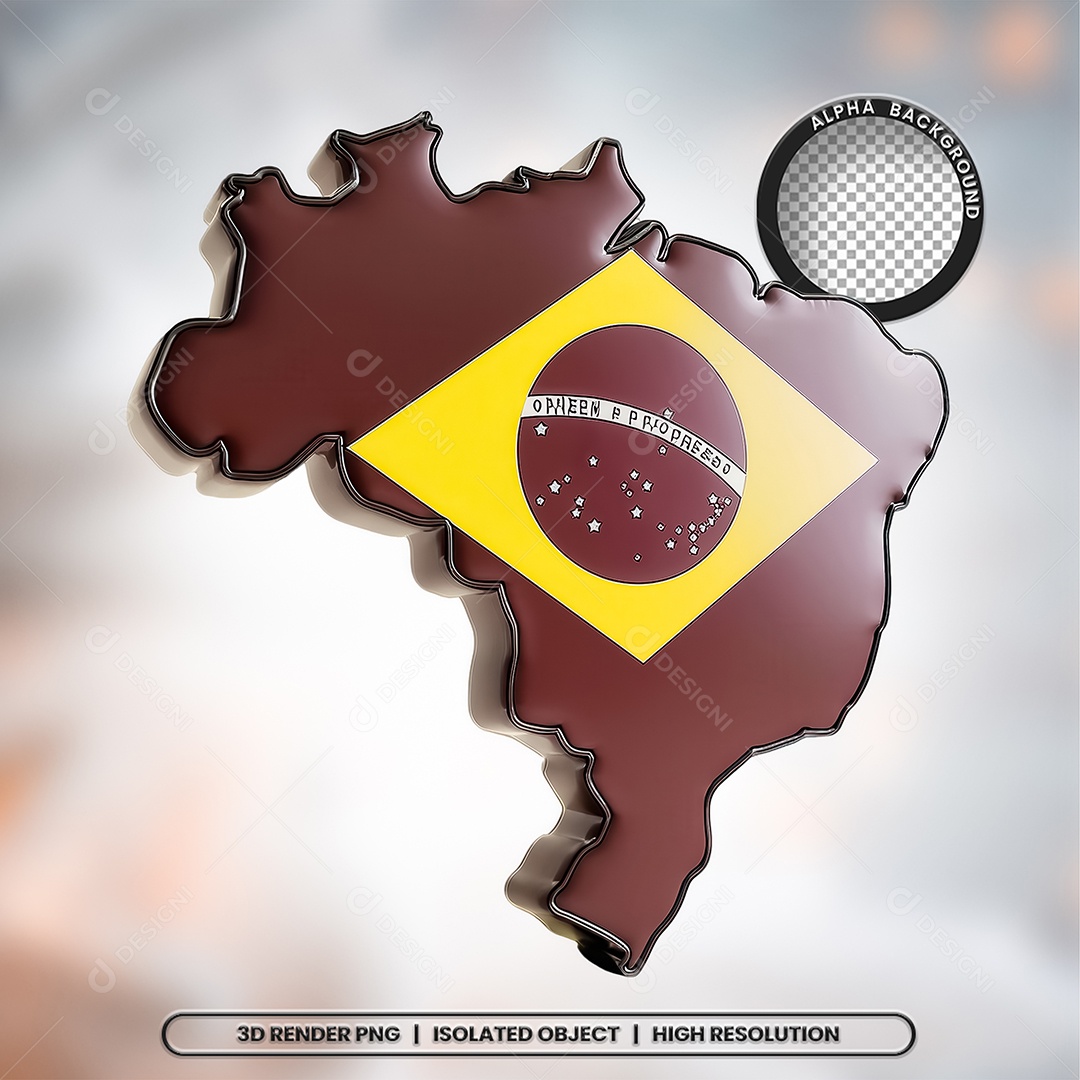 Elemento 3D Mapa do Brasil para Composição PSD