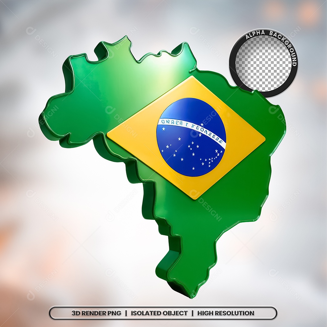 Elemento 3D Mapa do Brasil para Composição PSD