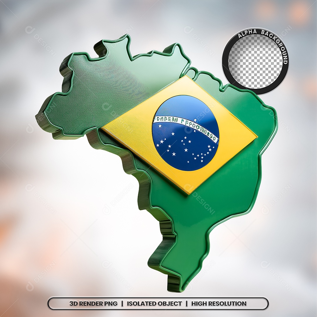 Elemento 3D Mapa do Brasil para Composição PSD
