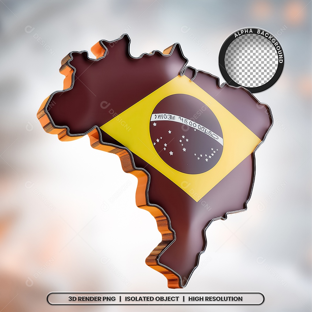 Elemento 3D Mapa do Brasil para Composição PSD