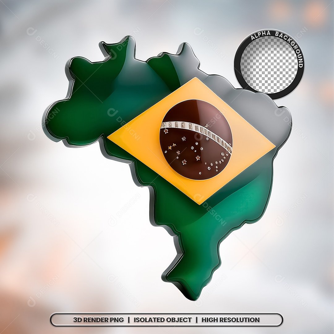Elemento 3D Mapa do Brasil para Composição PSD