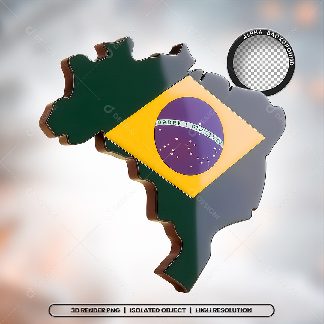 Elemento 3D Mapa do Brasil para Composição PSD