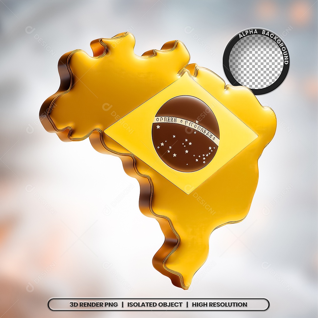 Elemento 3D Mapa do Brasil para Composição PSD
