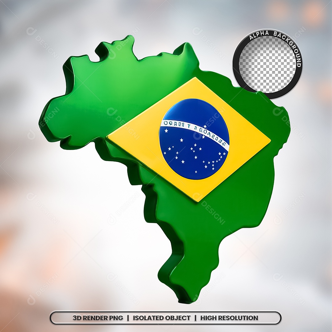 Elemento 3D Mapa do Brasil para Composição PSD