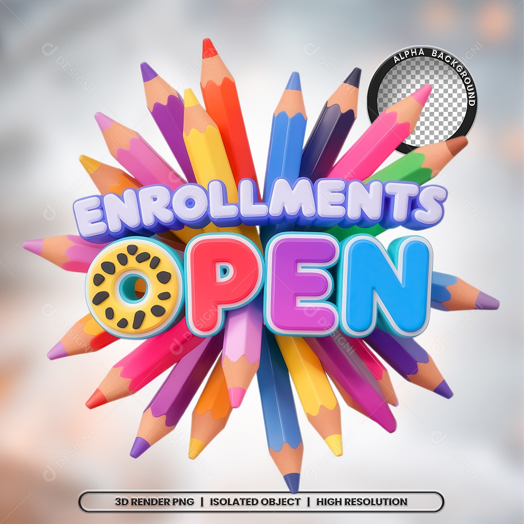 Selo 3D Inscrições AbertasComposição PSD