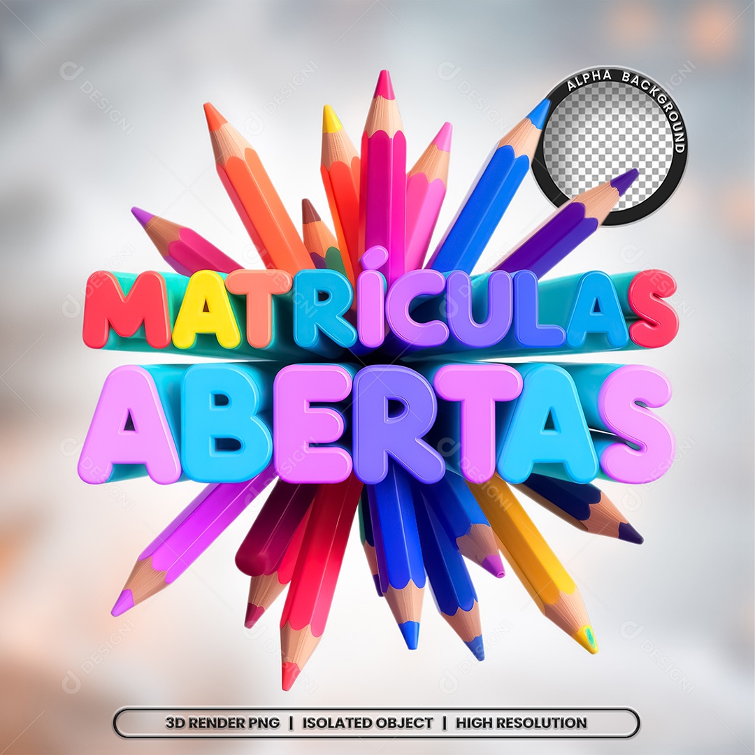 Selo 3D Matrículas Abertas Composição PSD