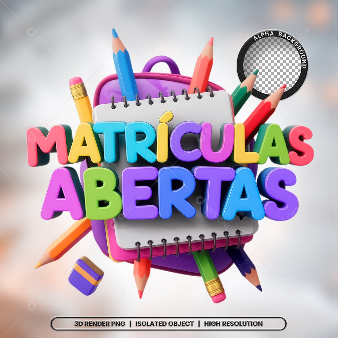 Selo 3D Matrículas Abertas Composição PSD