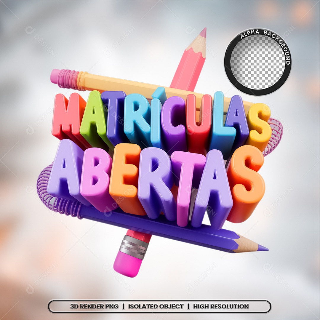 Selo 3D Matrículas Abertas Composição PSD