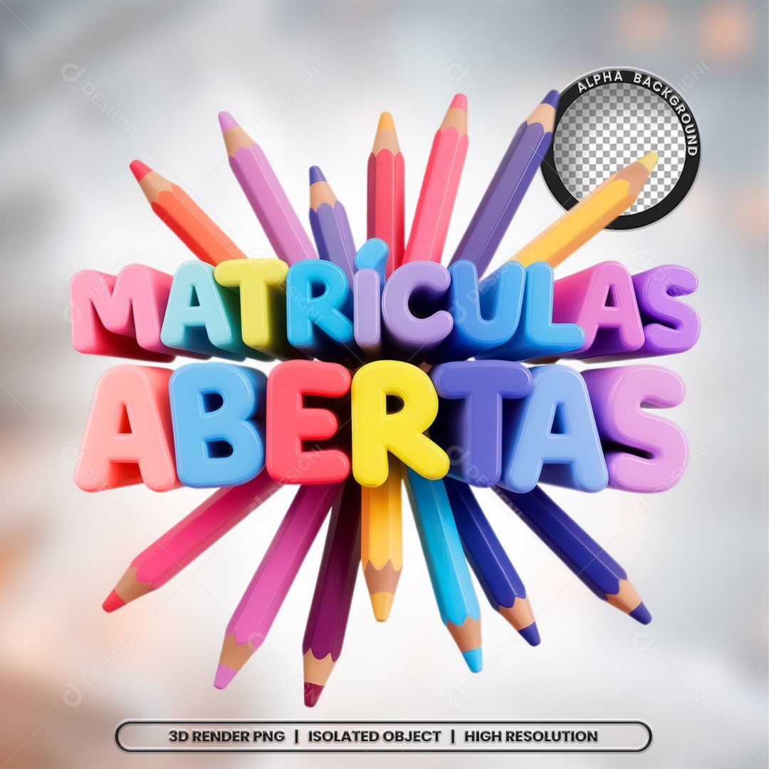 Selo 3D Matrículas Abertas Composição PSD