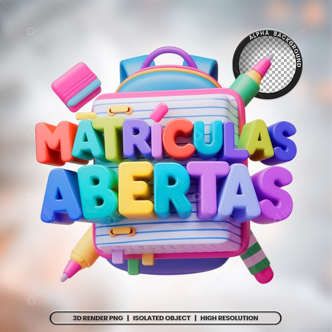 Selo 3D Matrículas Abertas Composição PSD