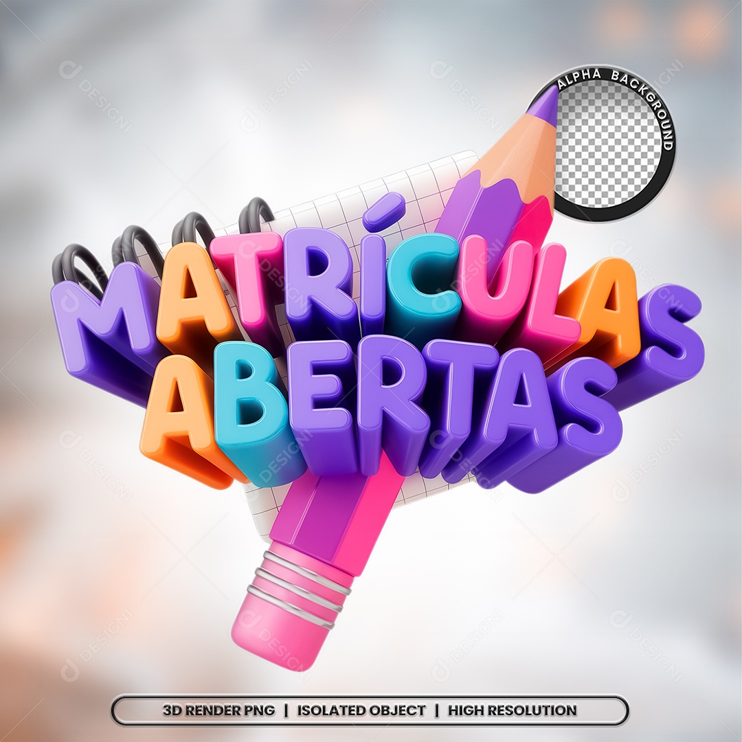 Selo 3D Matrículas Abertas Composição PSD