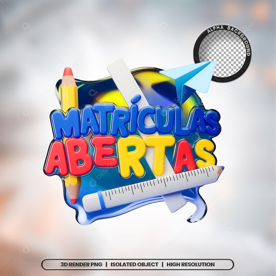 Matrículas Abertas Selo 3D para Composição PSD