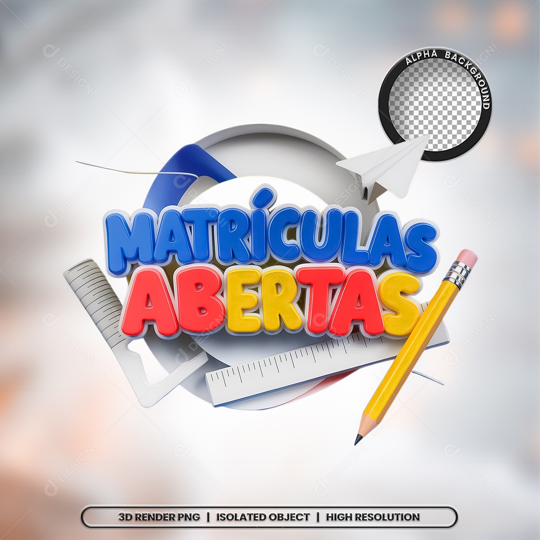 Matrículas Abertas Selo 3D para Composição PSD