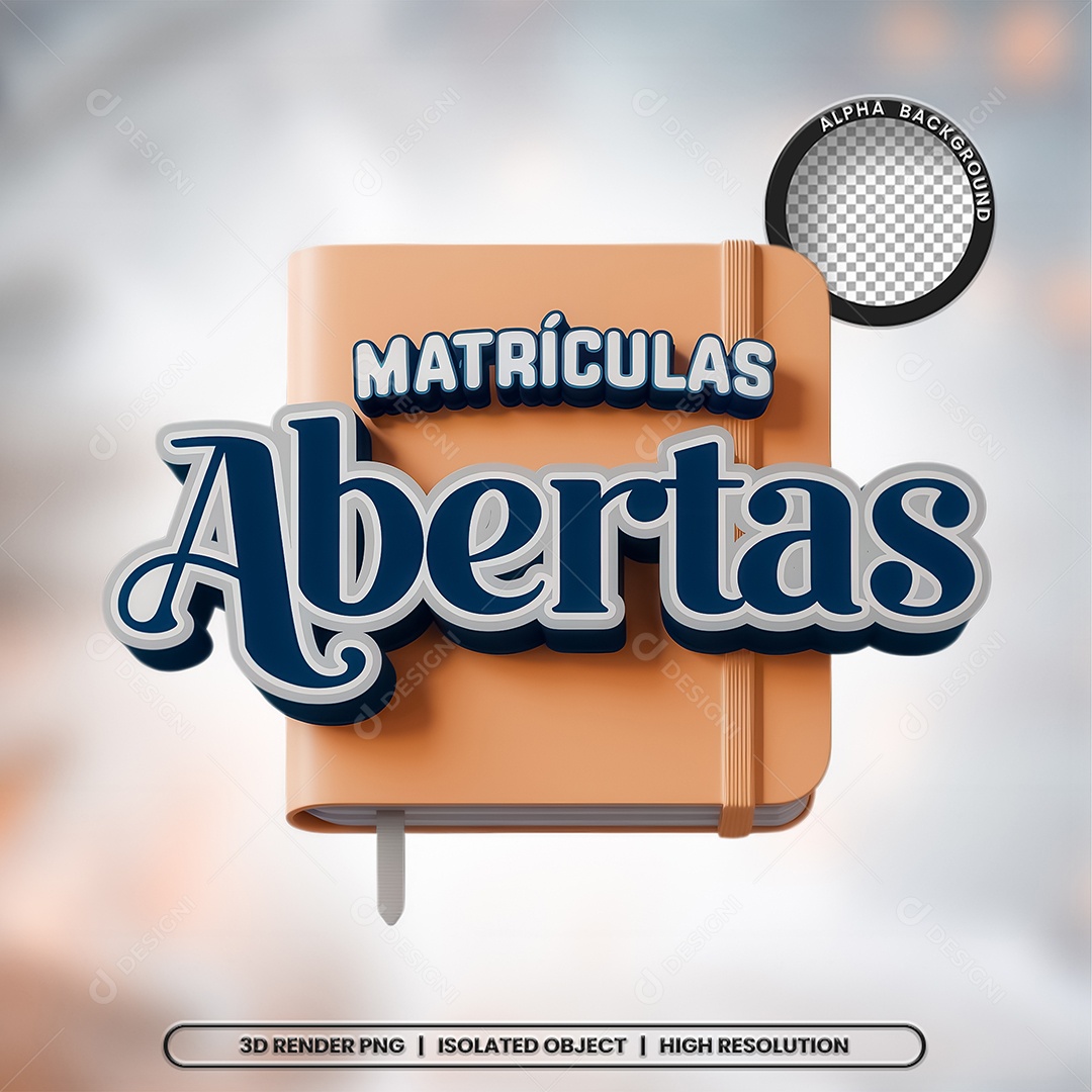 Matrículas Abertas Selo 3D para Composição PSD