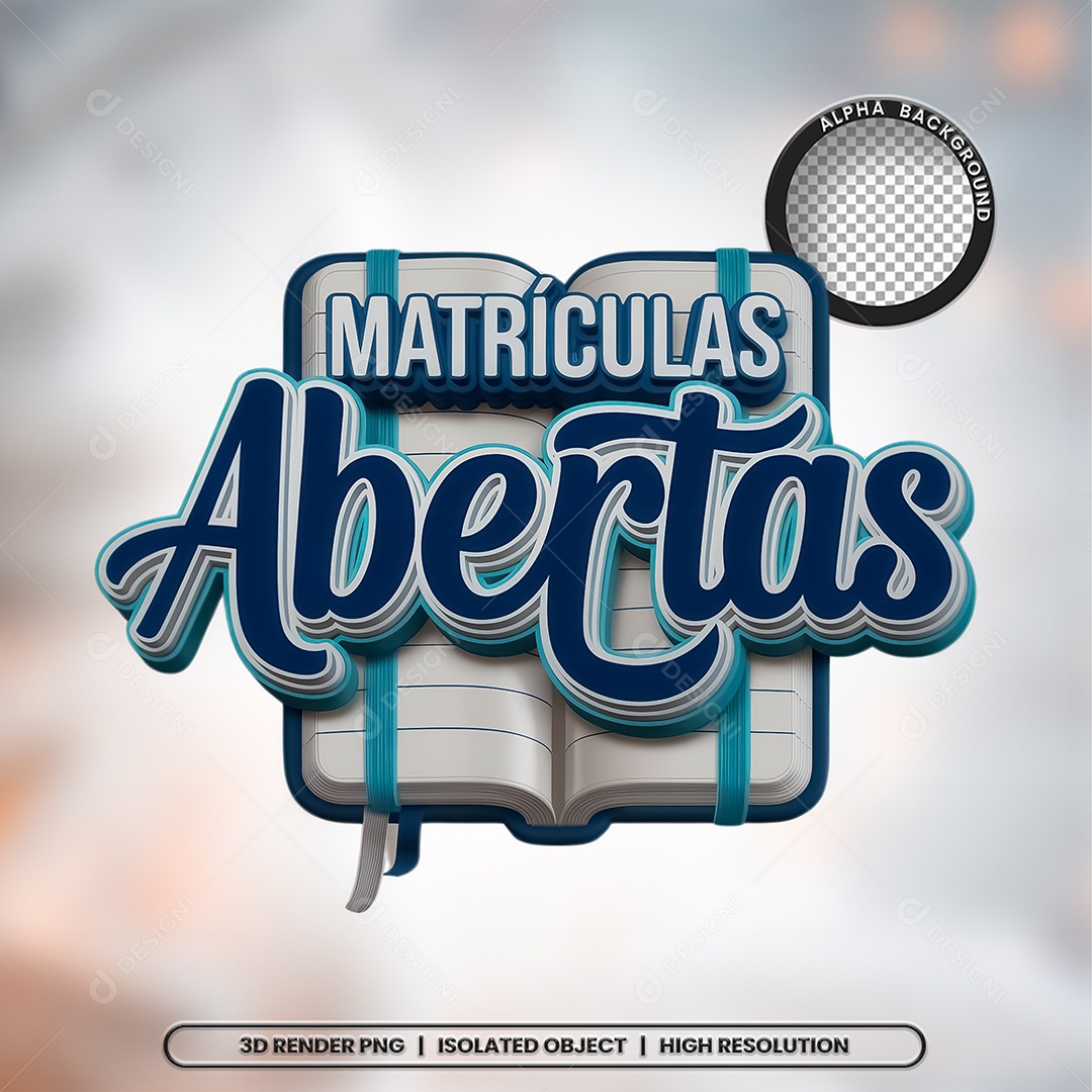 Matrículas Abertas Selo 3D para Composição PSD