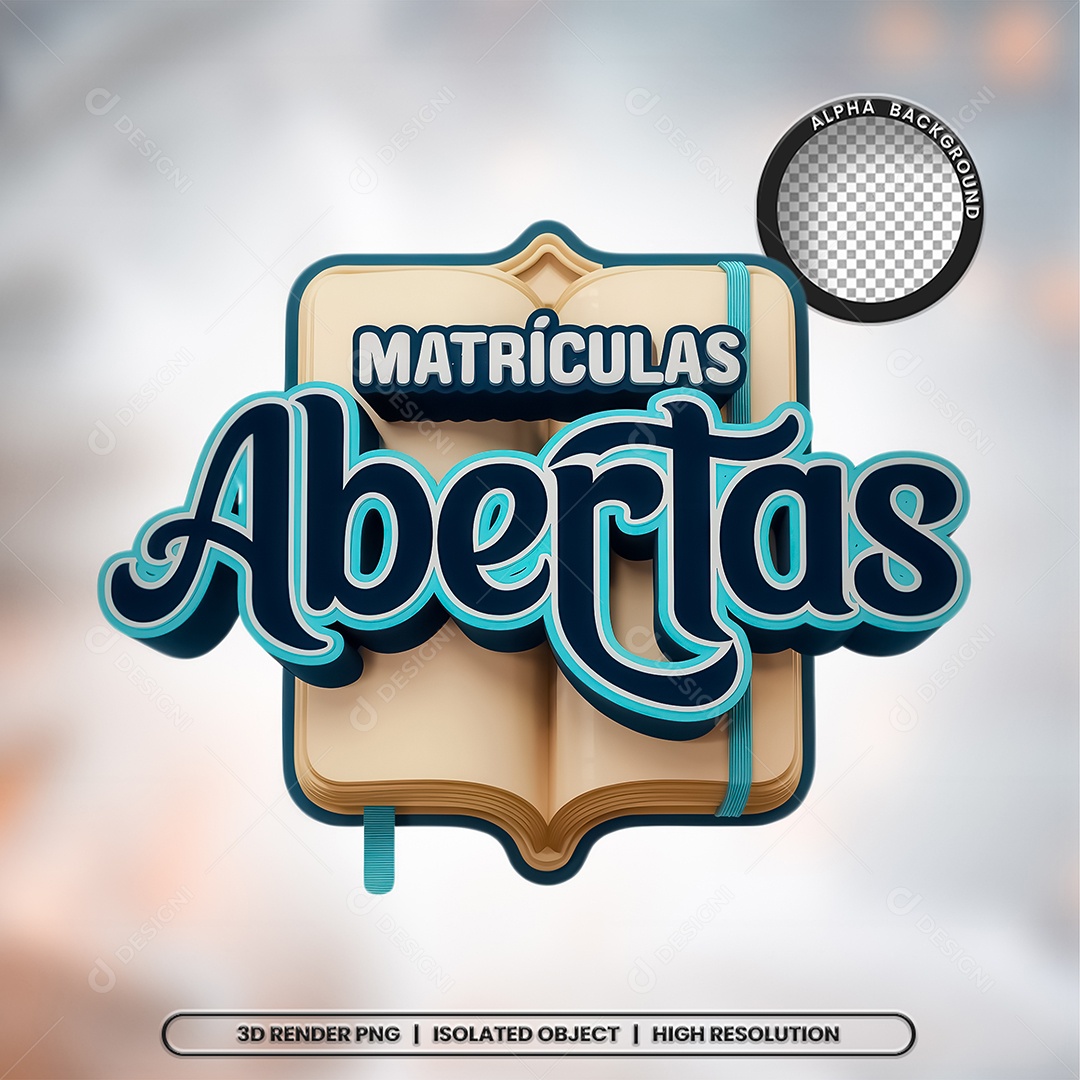 Matrículas Abertas Selo 3D para Composição PSD