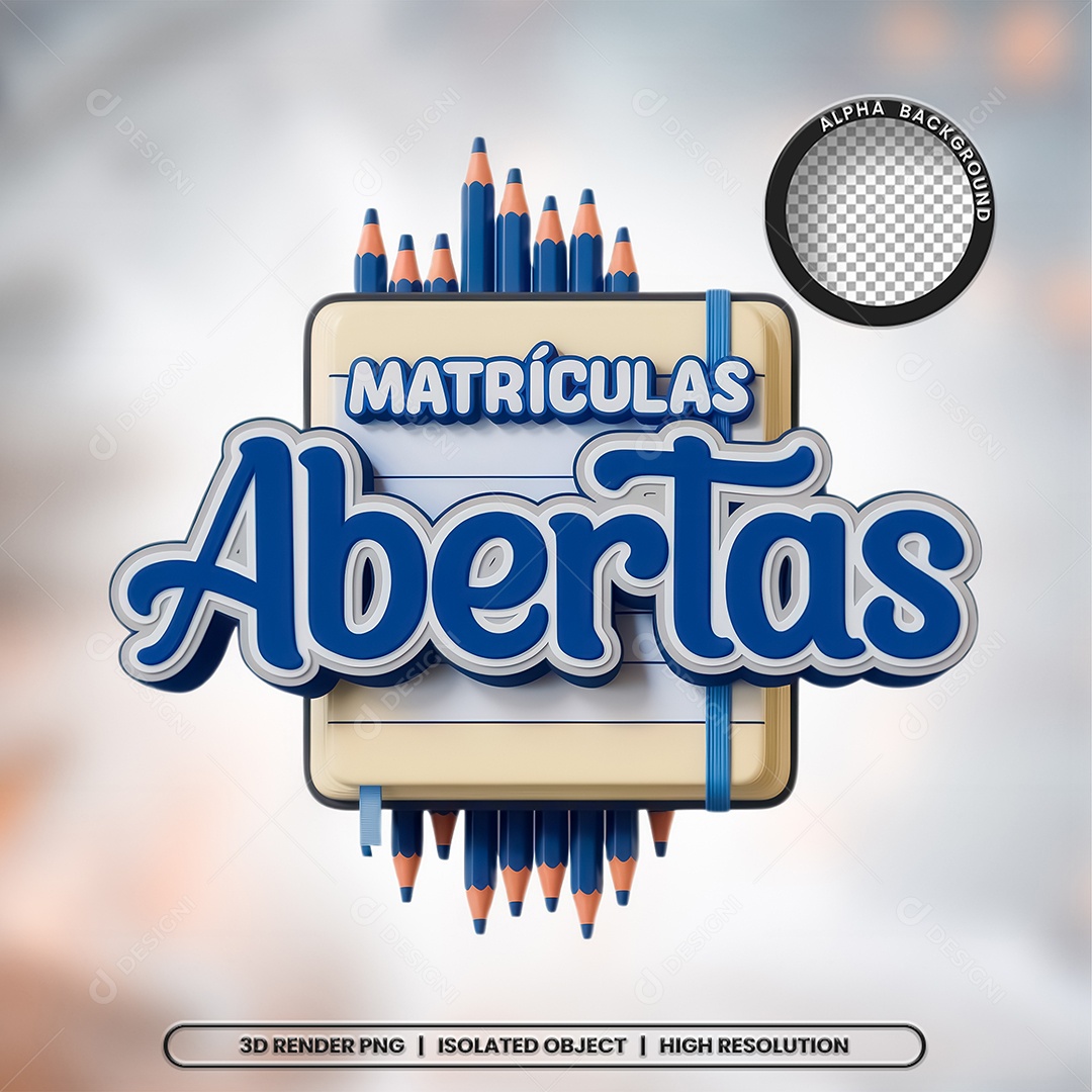 Selo 3D Matrículas Abertas Composição PSD