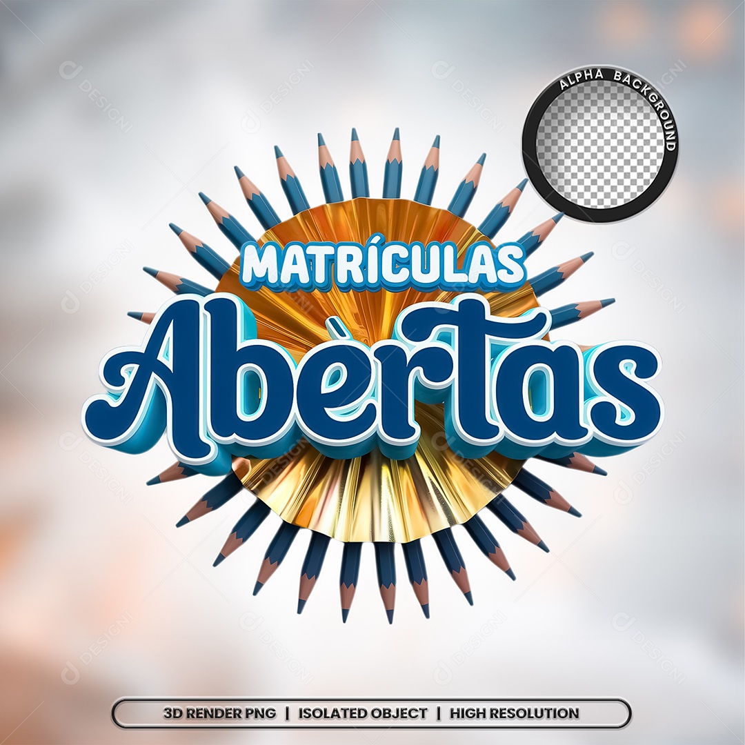 Selo 3D Matrículas Abertas Composição PSD
