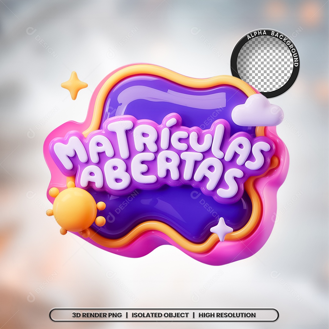 Selo 3D Matrículas Abertas Composição PSD