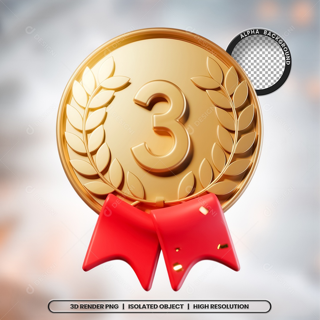 Elemento 3D Medalha Premiação para Composição PSD