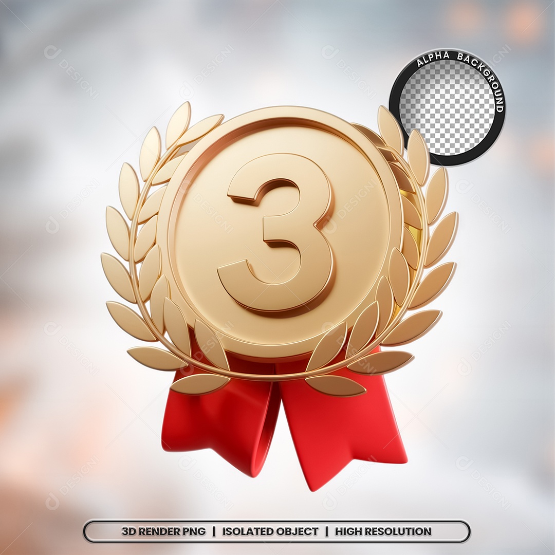 Elemento 3D Medalha Premiação para Composição PSD